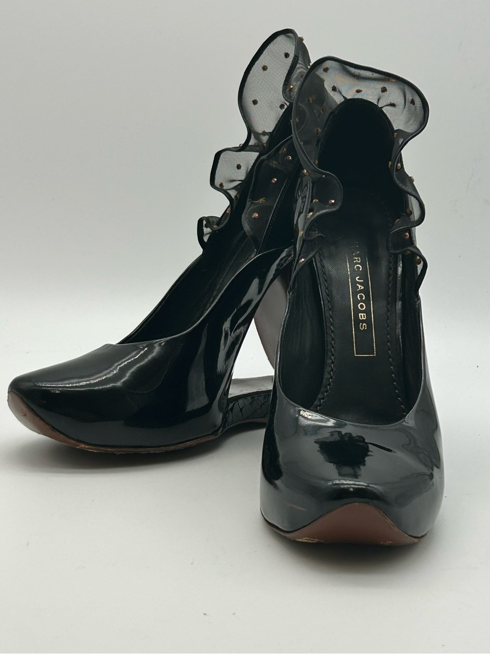 Marc Jacobs Black Patent Ruffle Ankle Pump size 41